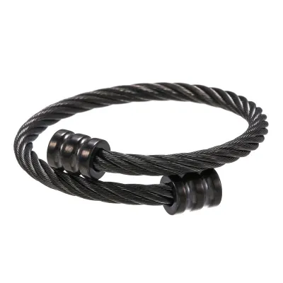Fashion Men Stainless Steel Geometric Twisted Bracelet Bangle