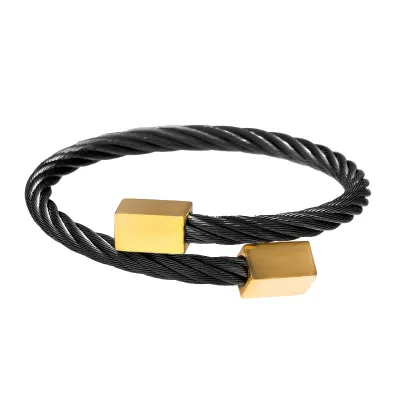 Fashion Men Stainless Steel Geometric Twisted Bracelet Bangle