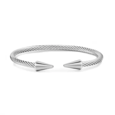 Fashion Men Stainless Steel Geometric Twisted Bracelet Bangle
