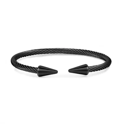 Fashion Men Stainless Steel Geometric Twisted Bracelet Bangle
