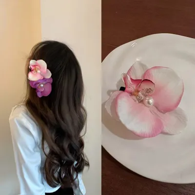 Phalaenopsis Hairpin Flower Summer Vacation Seaside Hair Accessories Duckbill Clip