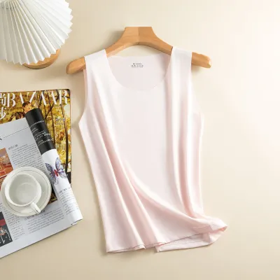 Women Basic Seamless Ice Silk Solid Color Tank Top