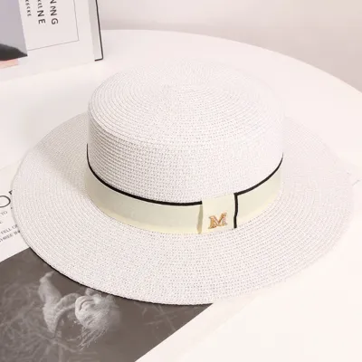 Summer Women Fashion M-Label Flat-Top Straw Sun Hat