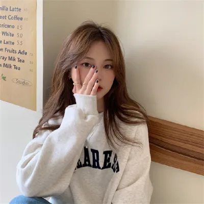 Women Fashion Letter Embroidered Fleece Crewneck Long Sleeve Sweatshirt