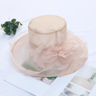 Holiday Beach Solid Color Floral Mesh Sunhat Organza Polyester Flat Top