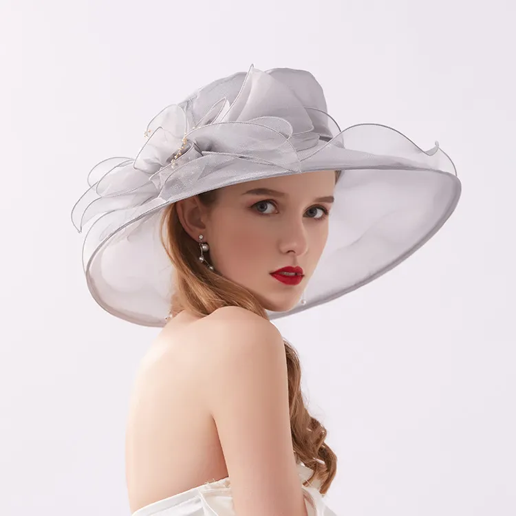 Holiday Beach Solid Color Floral Mesh Sunhat Organza Polyester Flat Top