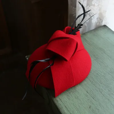 Ruili Elegant Solid Color Wool Dome Hat