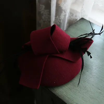 Ruili Elegant Solid Color Wool Dome Hat