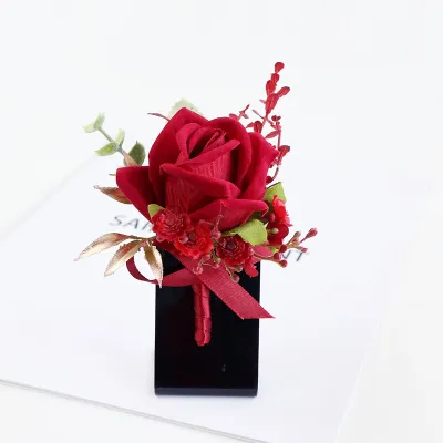 Simple Creative Wedding Party Bride And Groom Simulation Rose Corsage Wrist Flower Decoration