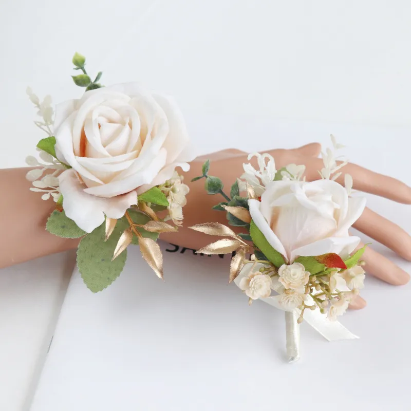 Simple Creative Wedding Party Bride And Groom Simulation Rose Corsage Wrist Flower Decoration