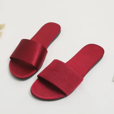 Women's Fashion Casual Letter Embroidered Silk Flat Slippers Solid Color