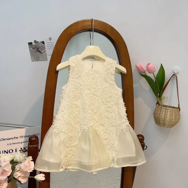Kids Toddler Girls Sweet Summer Casual Lace Bow Sleeveless Party Tutu Dress