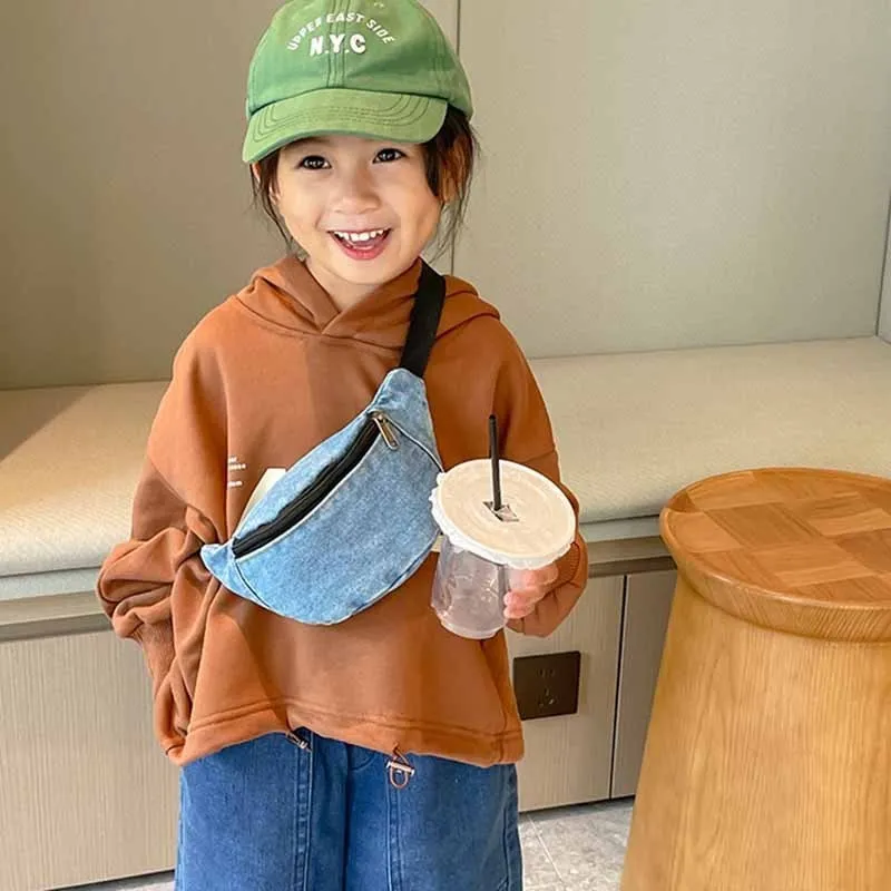 Kids Unisex Casual Canvas Waist Chest Bag Solid Color