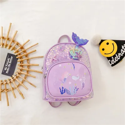 Kids Girls Cute Cartoon Print Sequins School Bag Backpack