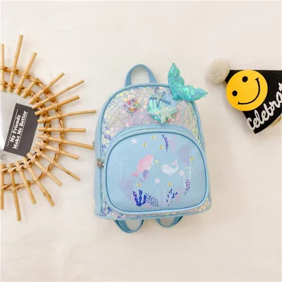 Kids Girls Cute Cartoon Print Sequins School Bag Backpack