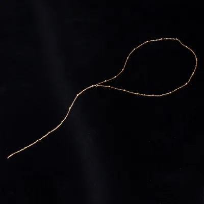 Women's Simple Round Bead Tassel Geometric Long Necklace