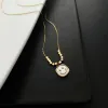02-E2 Titanium Steel Shell Smiley Face Necklace Gold