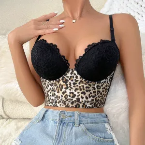 Women Leopard Printed Adjustable Push-Up Comfortable Bra