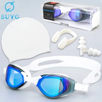 Adult Swimming Goggles Four-Piece Set with Polycarbonate Lens
