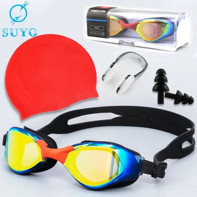 Adult Swimming Goggles Four-Piece Set with Polycarbonate Lens