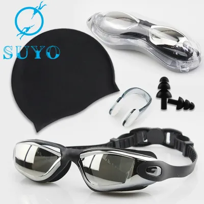 Adult Swimming Goggles Set with Polycarbonate Lenses