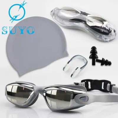 Adult Swimming Goggles Set with Polycarbonate Lenses