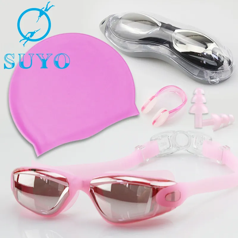 Adult Swimming Goggles Set with Polycarbonate Lenses