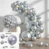 Metal Silver Balloon Set (Send Dispensing Ribbon Balloon Chain)