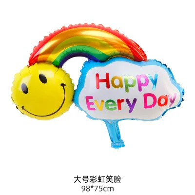 Cartoon Cute Birthday Party Clouds Rainbow Sunflower Smiley Balloon Decoration