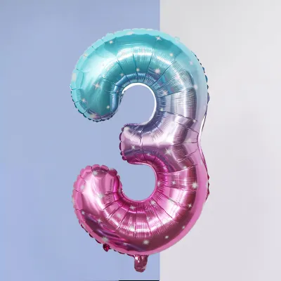 32 Inch Birthday Party Gradient Starry Sky Digital Balloon Decoration