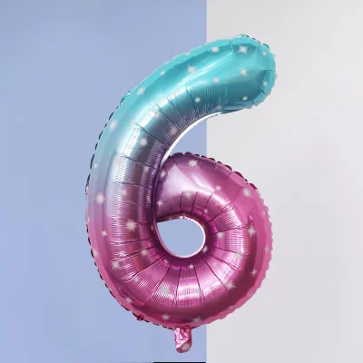 32 Inch Birthday Party Gradient Starry Sky Digital Balloon Decoration