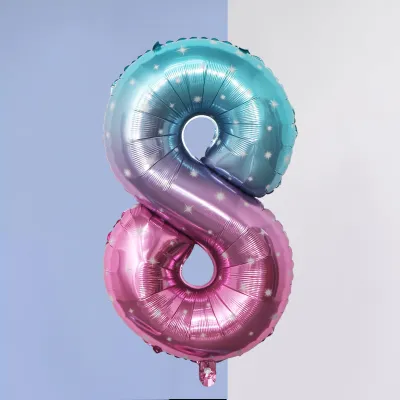32 Inch Birthday Party Gradient Starry Sky Digital Balloon Decoration