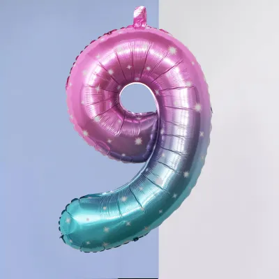 32 Inch Birthday Party Gradient Starry Sky Digital Balloon Decoration
