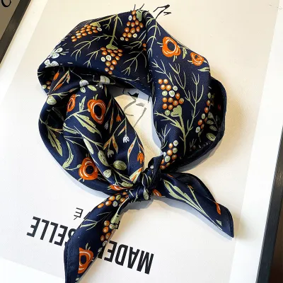 Women Fashion Vintage Floral Printed Silk Square Scarf 53*53cm