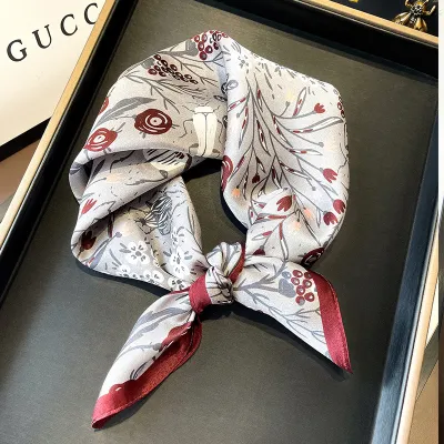 Women Fashion Vintage Floral Printed Silk Square Scarf 53*53cm