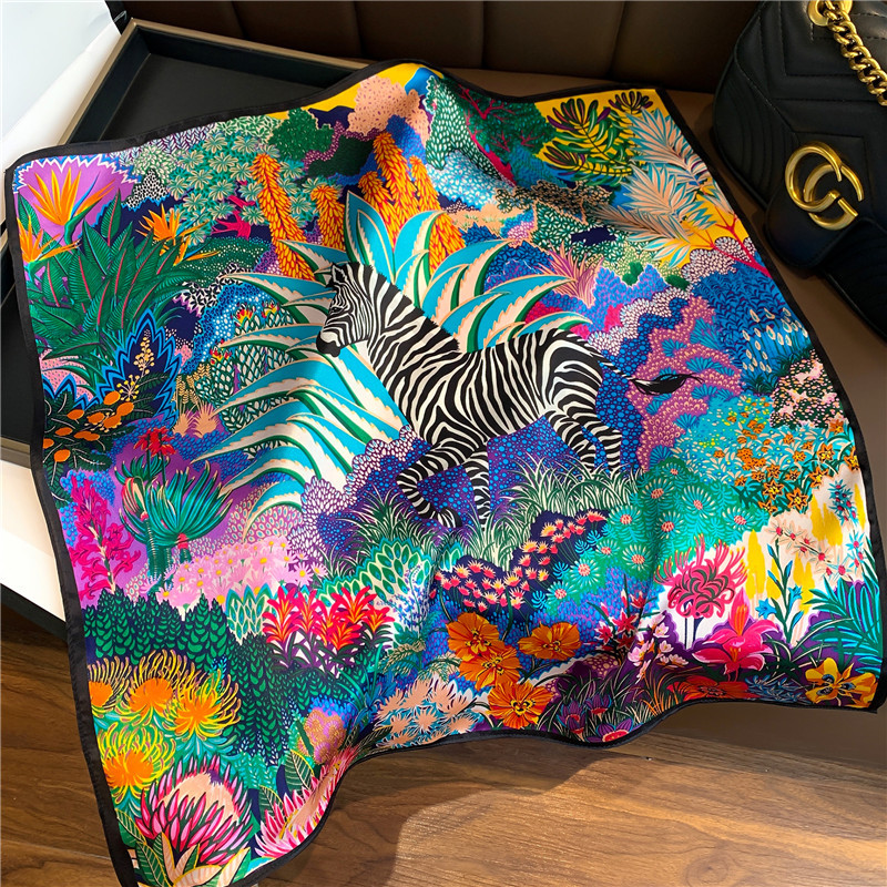 Wholesale Women Fashion Floral Dot Print Silk Scarf