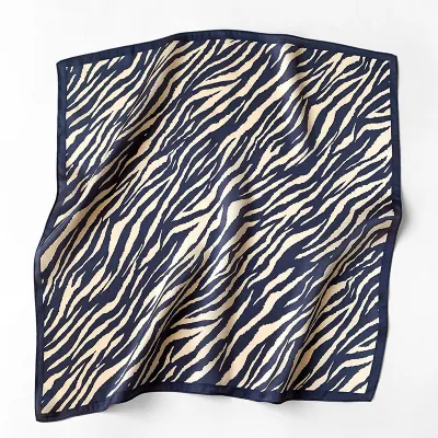 Women's Fashion Simple Stripe Printed Silk Square Scarf