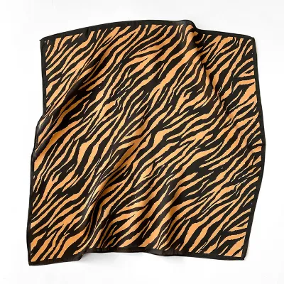 Women's Fashion Simple Stripe Printed Silk Square Scarf