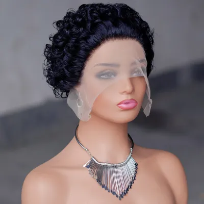 Women's Exotic Short Curly Human Hair Wig with Qi Bangs