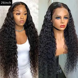 13*4 Front Lace Live Wig Head Cover 26 Inches Deep Wave Human Hair Exotic