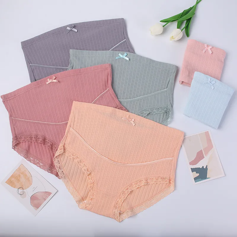 Pregnant Women Fashion High Waist Lace Breathable Underwear