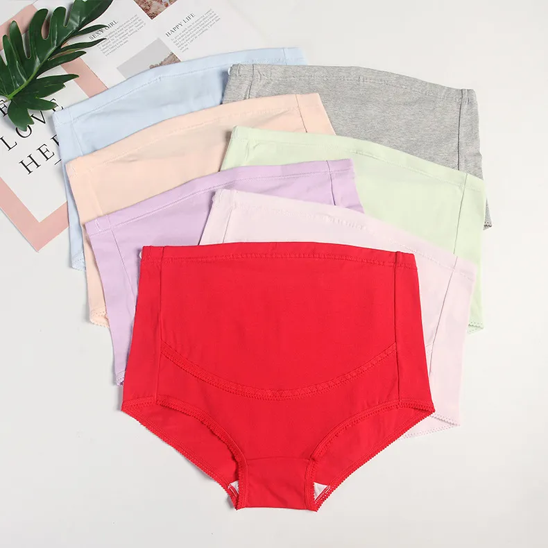 Pregnant Women High Waist Underwear Solid Color Pure Cotton
