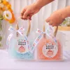 Frosted Bag Birthday Ribbon Birthday Sticker Lt.Blue Raffia