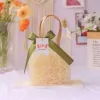 Frosted Bag Matcha Ribbon Birthday Hanging Card Yellow Raffia