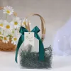Frosted Bag D.Green Pendant Raffia