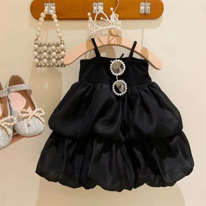 Kids Toddler Girls Casual Cute Mesh Solid Color A-Line Cami Dress Cotton Summer