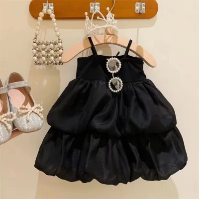 Kids Toddler Girls Casual Cute Mesh Solid Color A-Line Cami Dress Cotton Summer