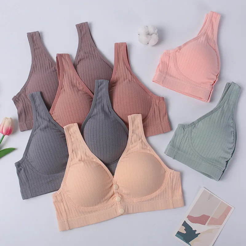 Pregnant Women Fashion Front Opening Buckle Non-Steel Ring Gathering Anti-Sagging Nursing Bra