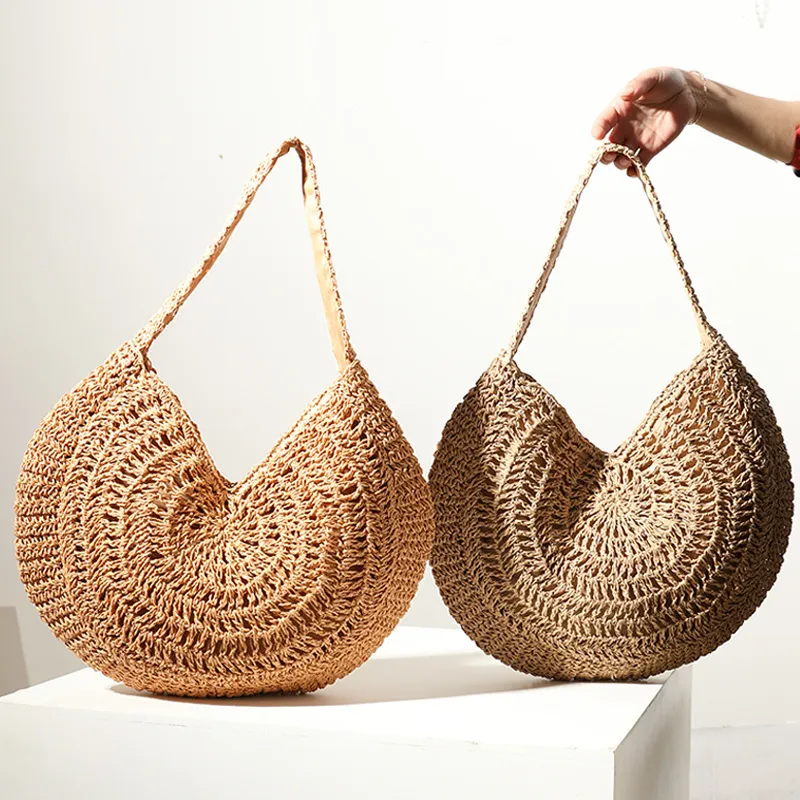 Bohemian Urban Straw Shoulder Tote Bag for Vacation