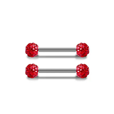 Women Fashion Fawn Heart Shaped Red Rhinestone Stainless Steel Body Piercing Jewelry